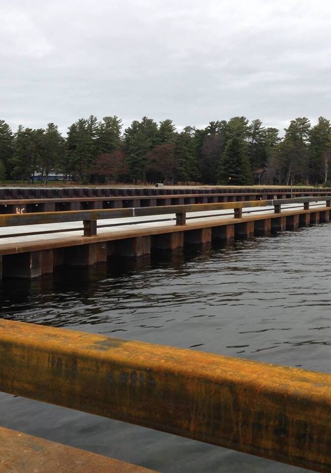 Custom fabricated Veterans Pier rail system by Great Lakes Custom Metalworks